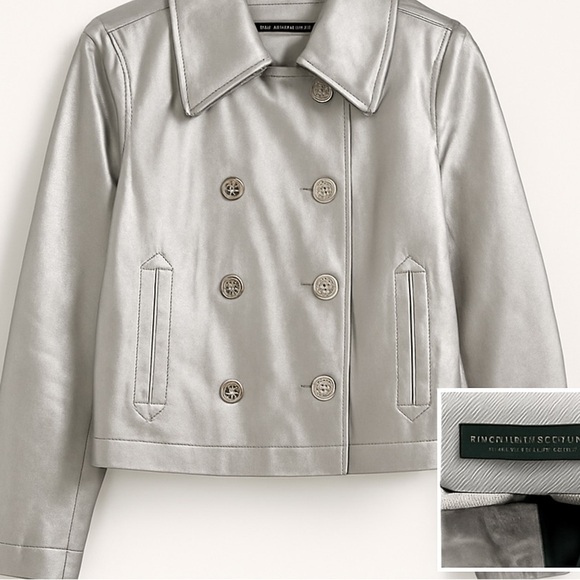 Lauren Jeans Company Ralph Lauren Metallic Silver Double-Breasted Jacket Large - Picture 8 of 8